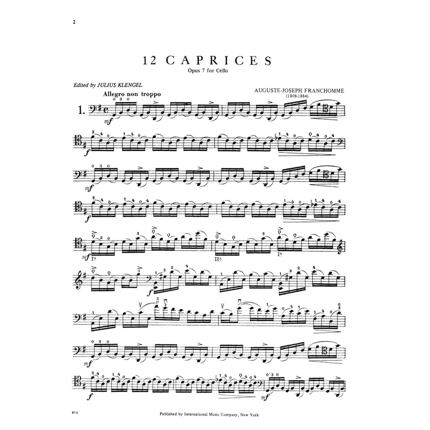 Franchomme - 12 Caprices Op 7 Cello Sheet Music