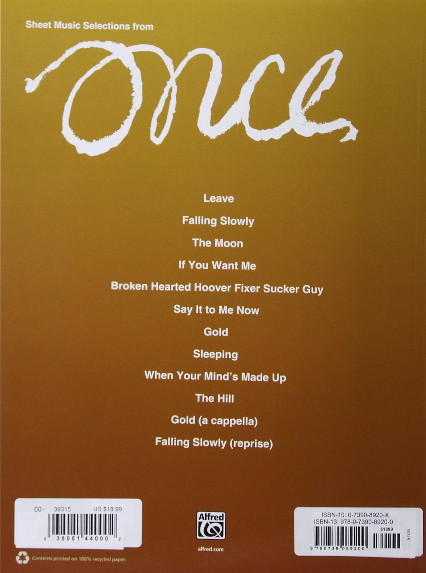 Once - Sheet Music Selections PVG Songbook