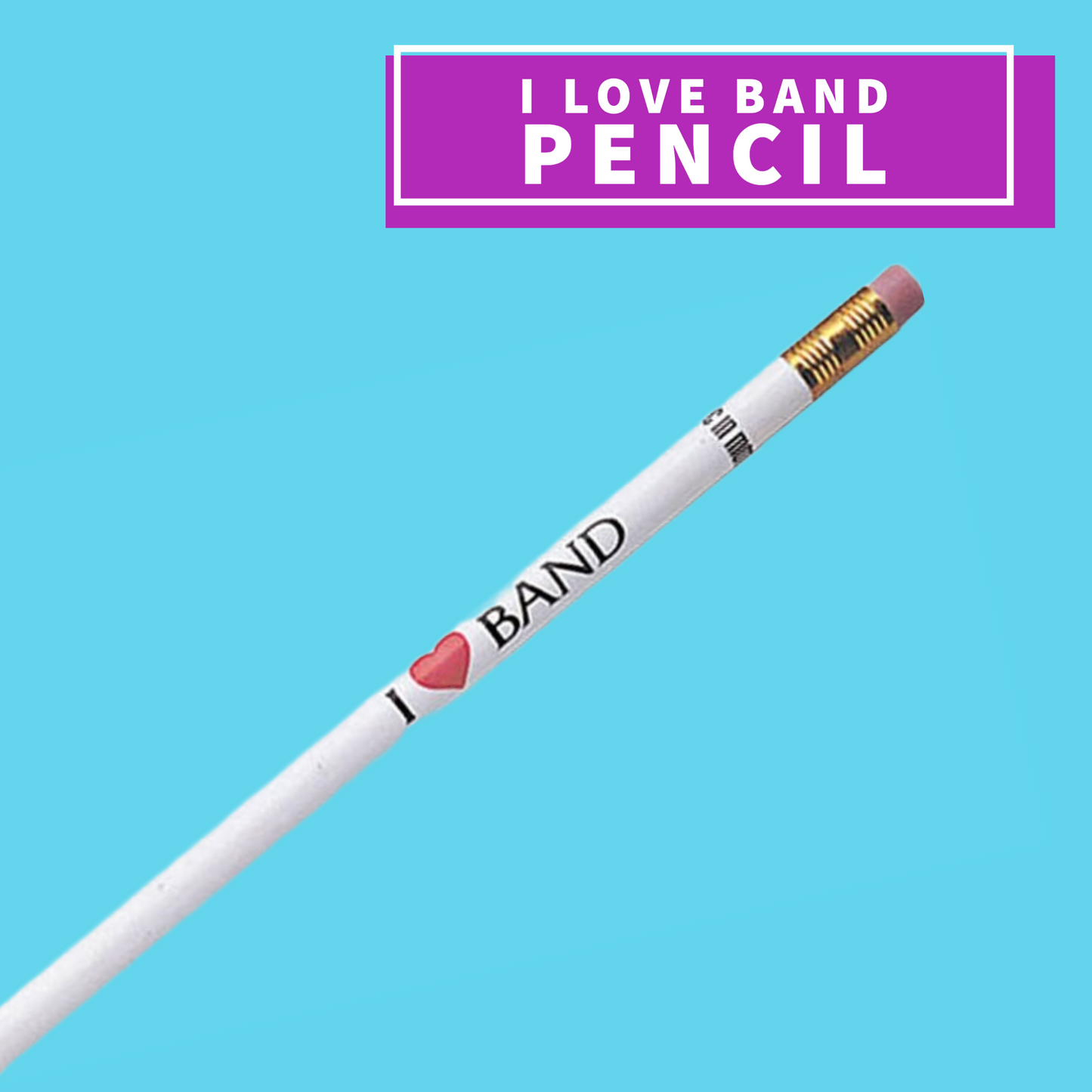 I Love Band Pencil (Assorted Colours)