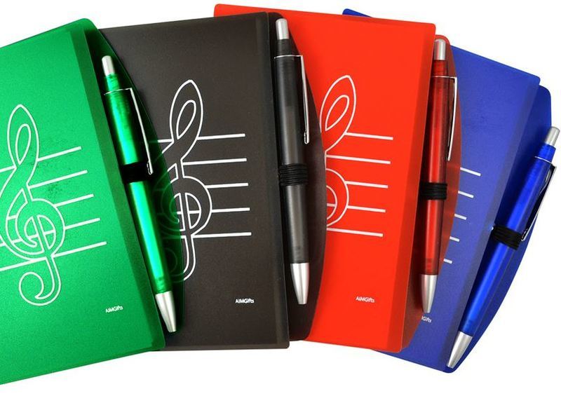 TREBLE CLEF NOTEPAD & PEN BLACK