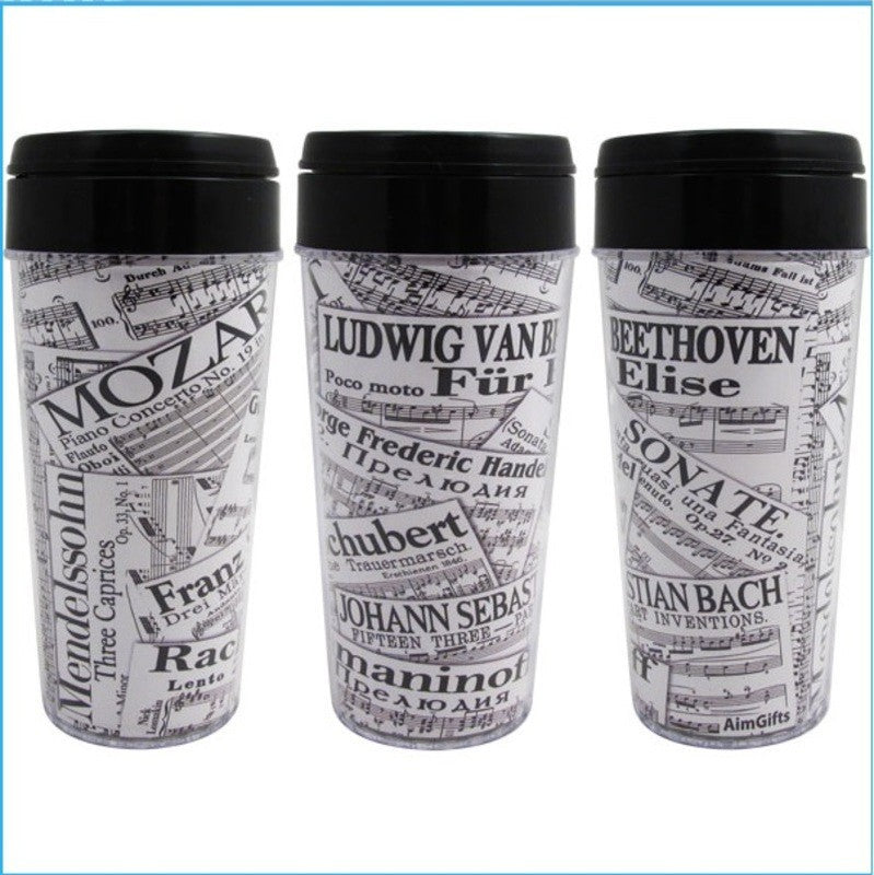 SHEET MUSIC COLLAGE TRAVEL TUMBLER 16 OZ