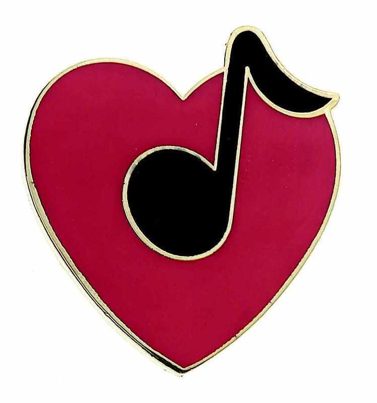 MINI PIN HEART WITH 8TH NOTE ASSTD COLORS