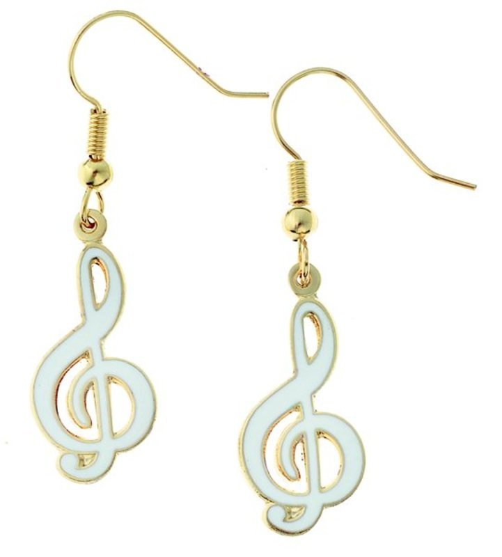 EARRINGS G CLEF WHITE