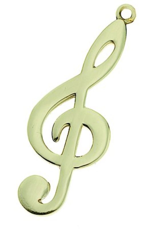 KEYCHAIN G CLEF POLISHED BRASS