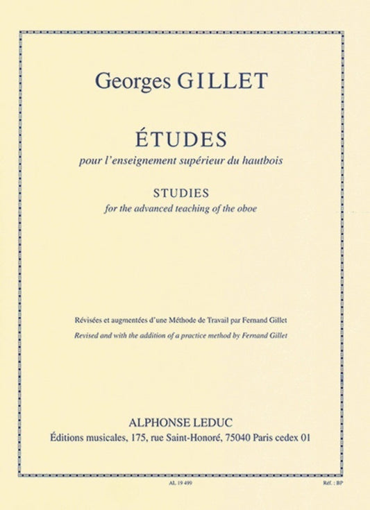 Gillet - Studies For The Advanced Teaching Of The Oboe