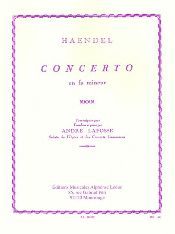 Handel - Concerto In F Minor Trombone/Piano