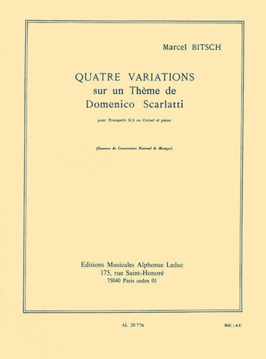 Bitsch - 4 Variations Theme Of Scarlatti Trumpet/Piano