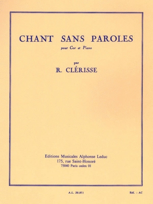 Clerisse - Chant Sans Paroles For French Horn/Piano