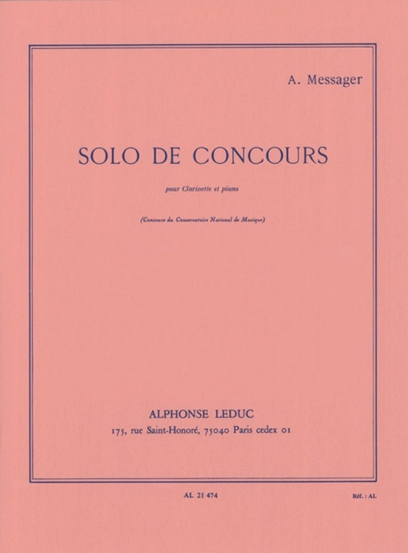 Messager - Solo De Concours For Clarinet/Piano