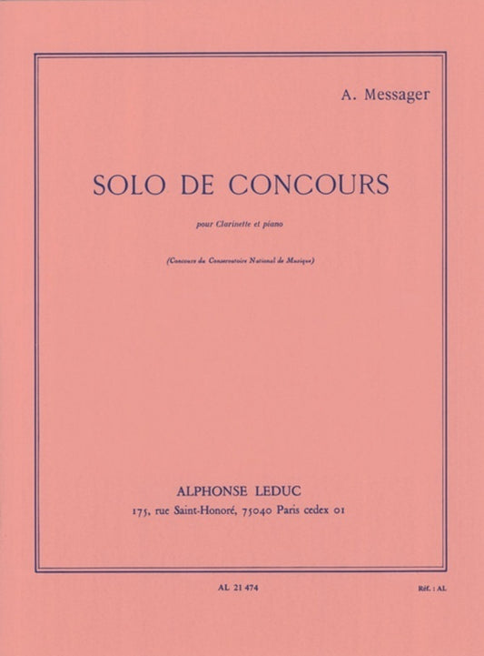 Messager - Solo De Concours For Clarinet/Piano