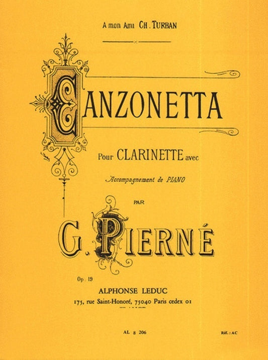 Pierne - Canzonetta Op 19 Clarinet/Piano