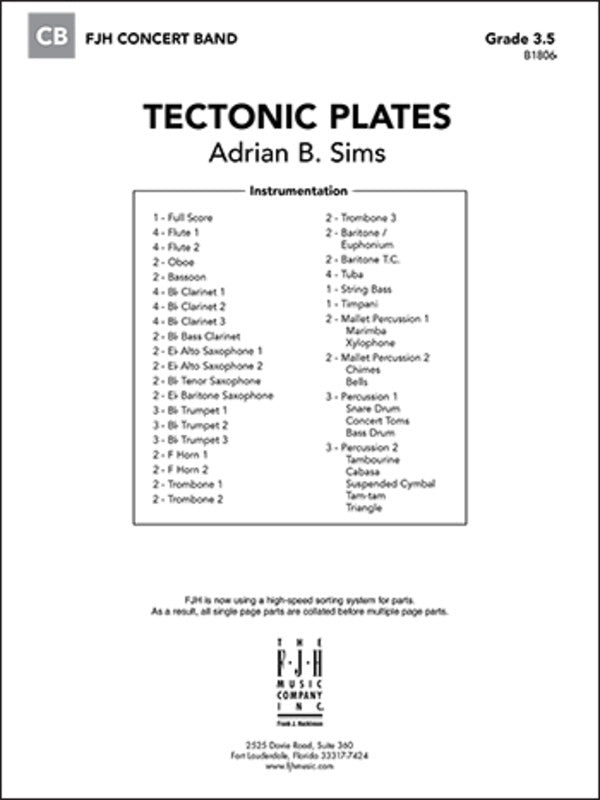 Tectonic Plates Concert Band Level3.5 Score/Parts