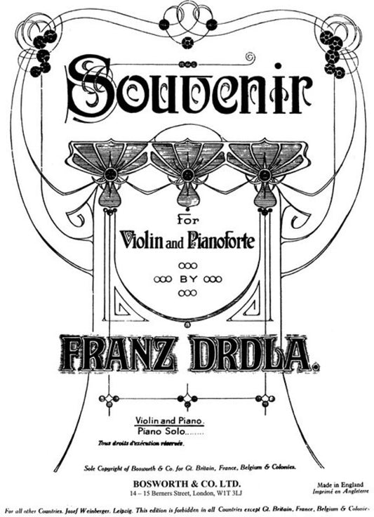 Drdla - Souvenir For Violin/Piano