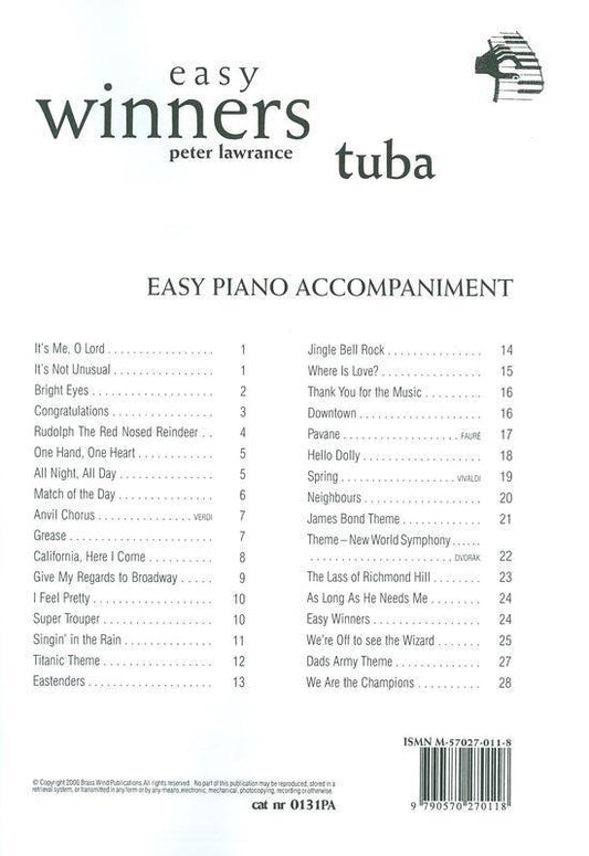 Easy Winners E Flat Bass/Tuba Piano Accomp