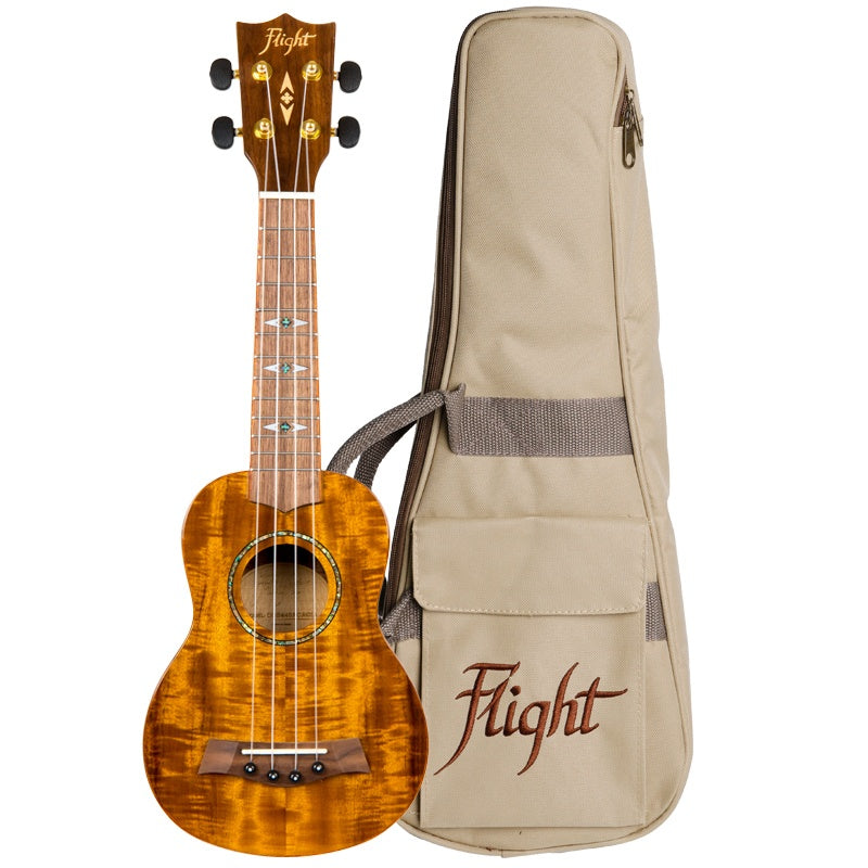 FLIGHT DUS445 SOPRANO ACACIA UKE GLOSS FINISH W/BAG