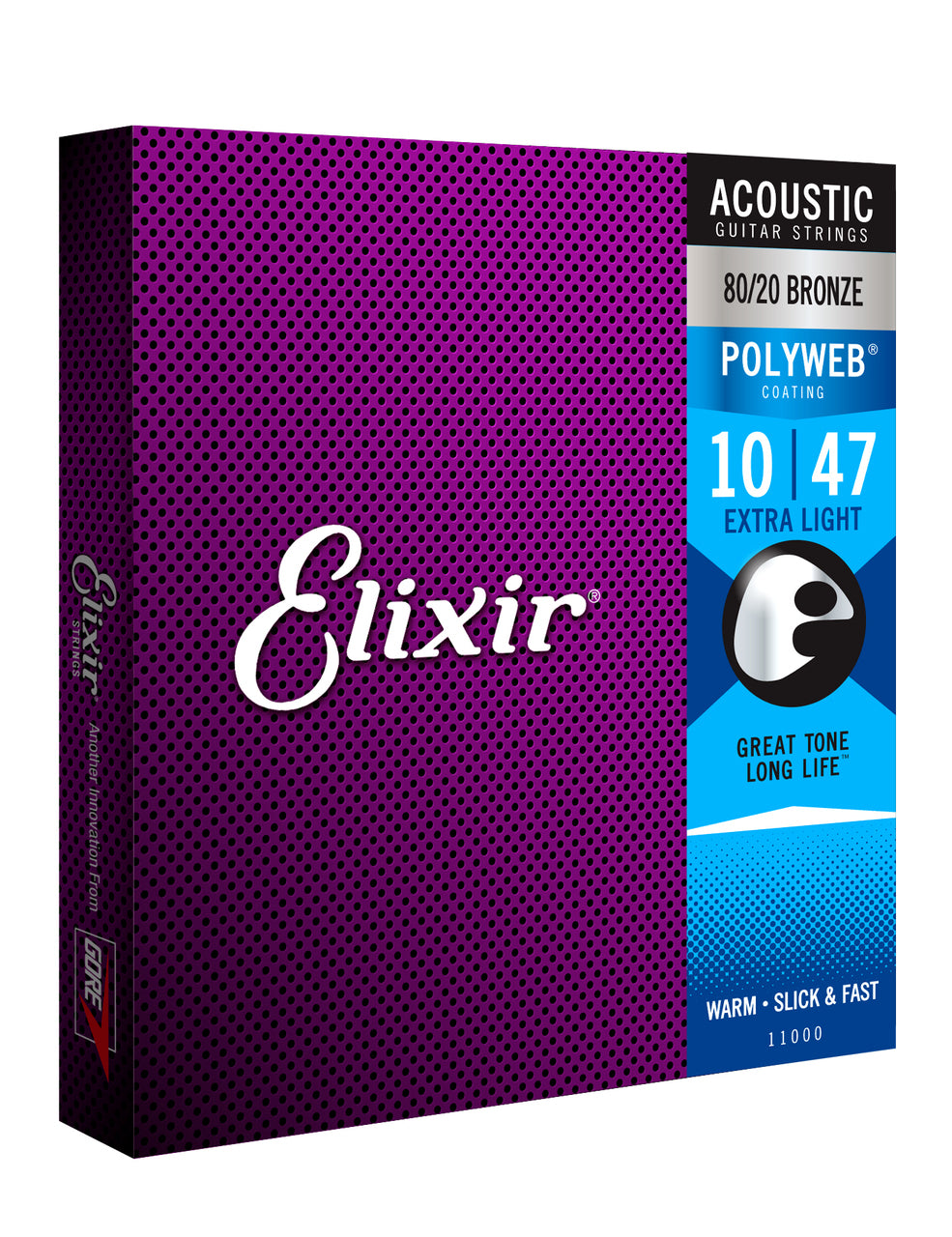 Elixir 11000 Acoustic Guitar Polyweb 80/20 Bronze Extra Light String Set 10-47