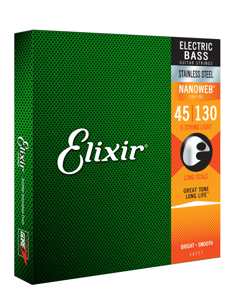 Elixir 14777 Nanoweb 5-String Bass Guitar Stainless Steel Light String Set 45-130