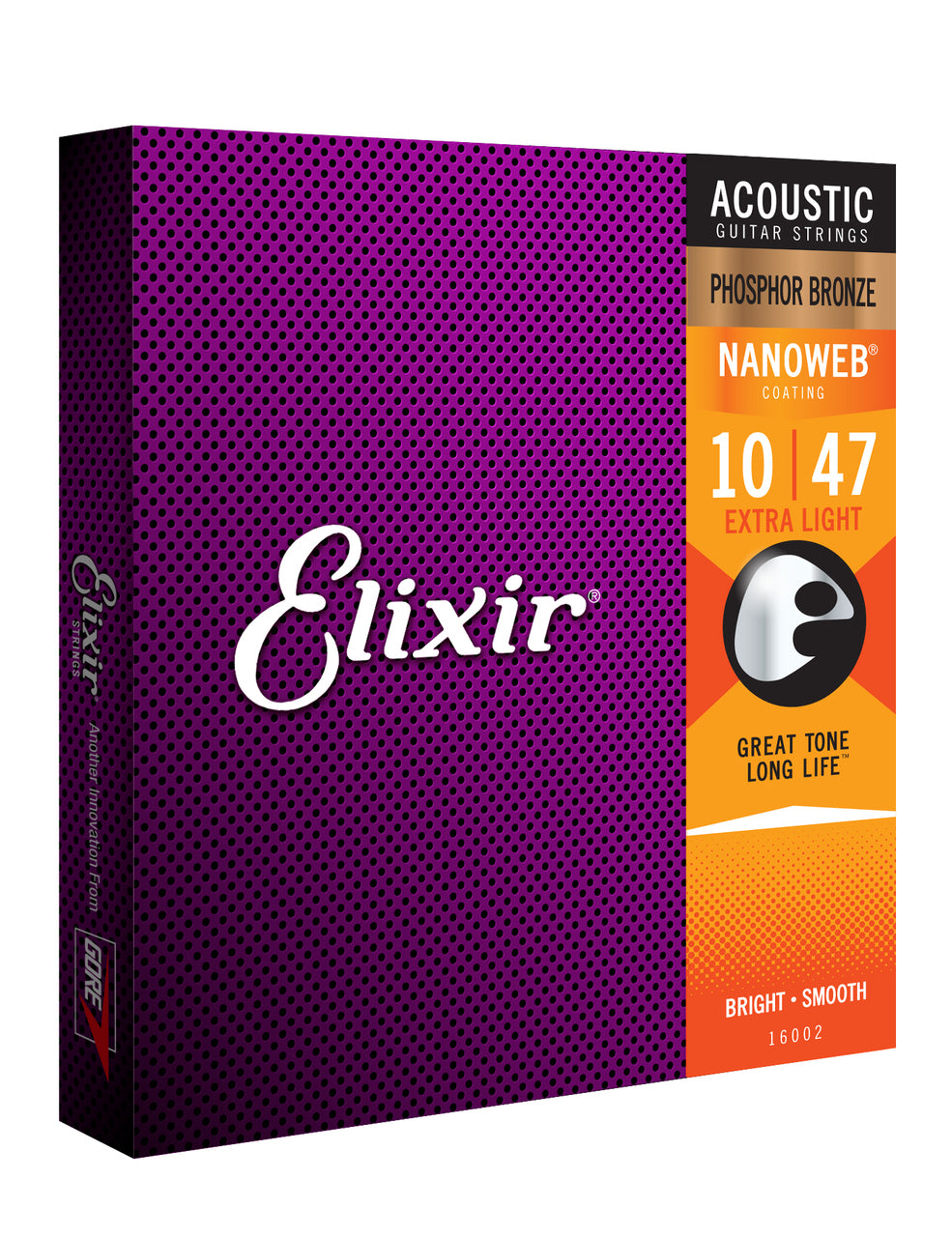 Elixir 16002 Acoustic Guitar Nanoweb Phosphor Bronze Extra Light String Set - 10-47