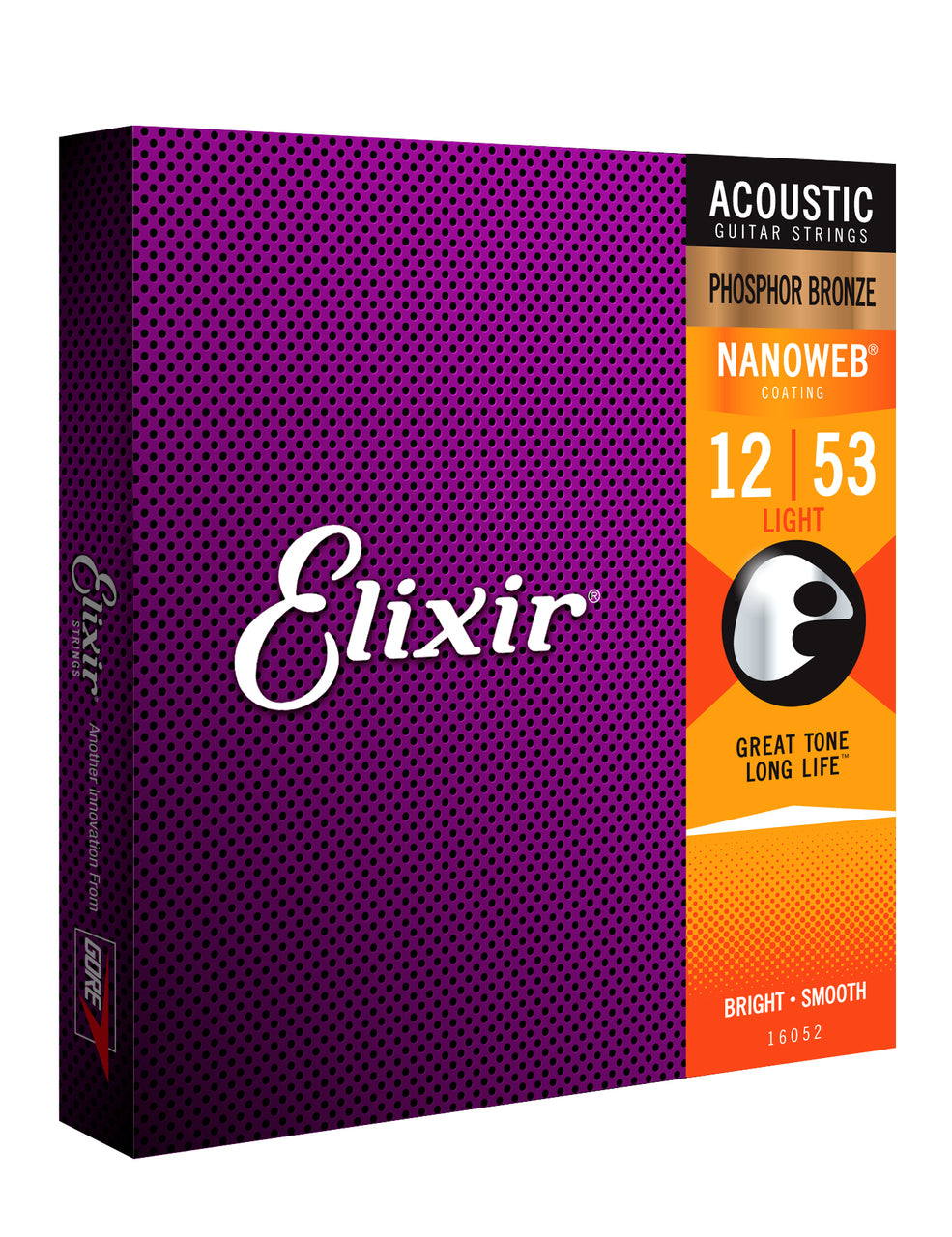 Elixir 16052 Acoustic Guitar Nanoweb Phosphor Bronze Light String Set 12-53