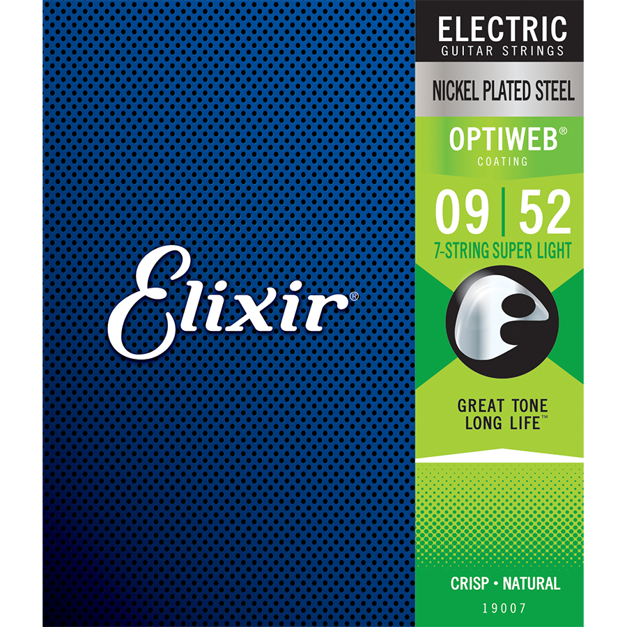 Elixir 19007 Optiweb 7-String Electric Guitar Nickel Super Light String Set 9-52