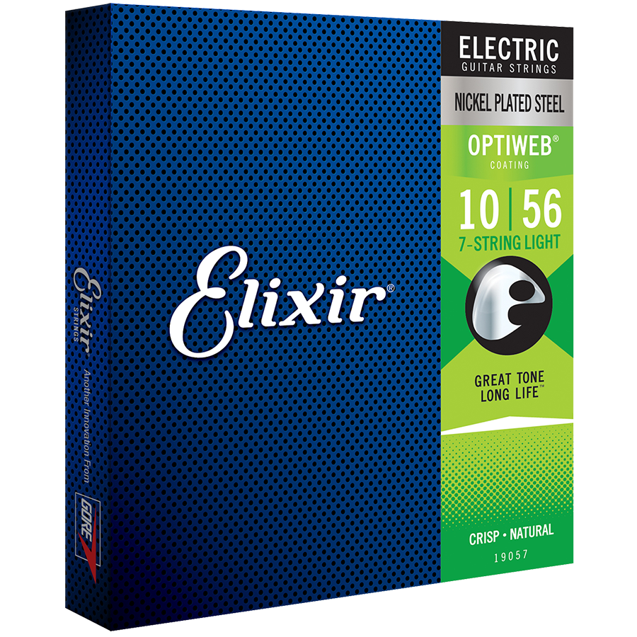 Elixir 19057 Optiweb 7-String Electric Guitar Nickel Light String Set 10-56