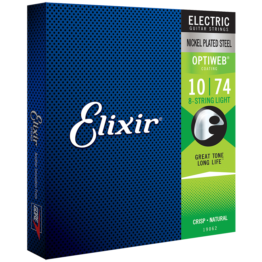 Elixir 19062 Optiweb 8-String Electric Guitar Nickel Light String Set 10-74