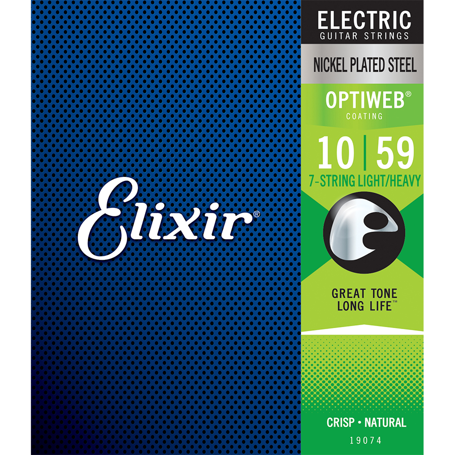 Elixir 19074 Optiweb 7-String Electric Guitar Nickel Light-Heavy String Set 10-59