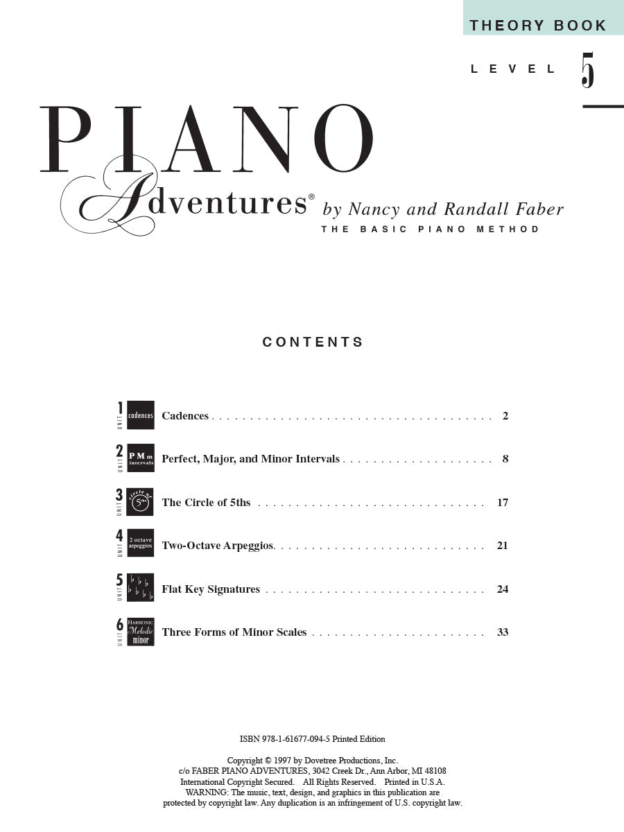 Piano Adventures: Theory Level 5 Book (2Nd Edition) & Keyboard