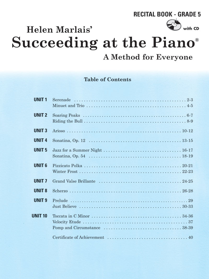 Succeeding At The Piano - Recital Grade 5 Book/Cd (2nd Edition)