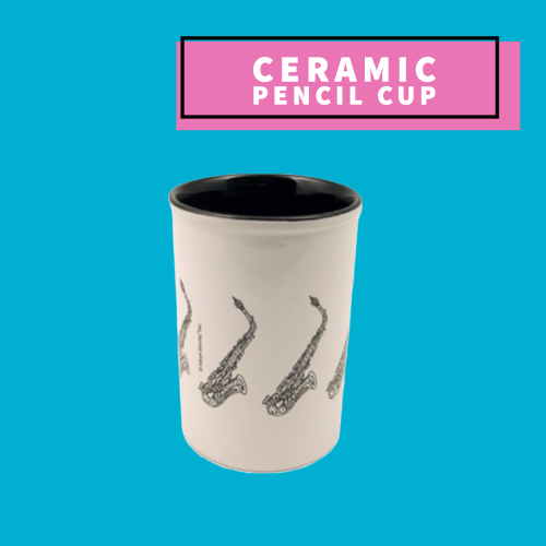 Ceramic Pencil Cup - Saxophone Design