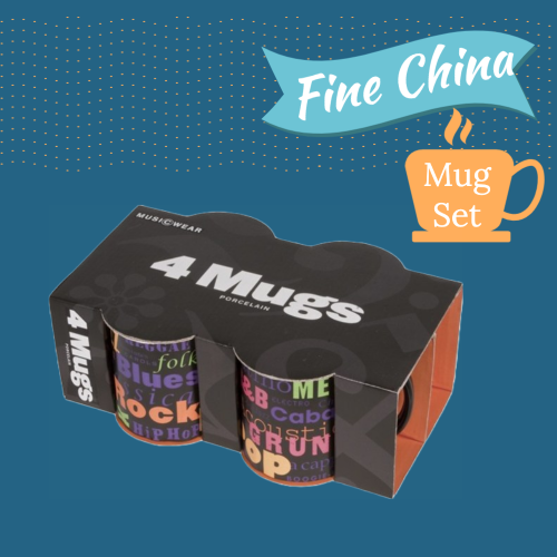 Fine China Mug Set - Music Genres 4 Pack