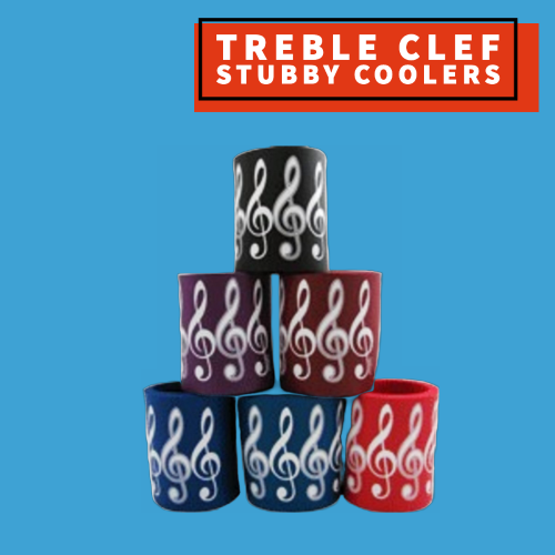 Treble Clef Stubby Cooler- Assorted Colours