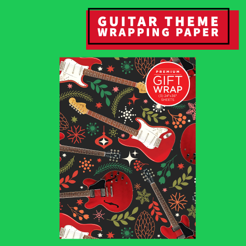 Gift Wrapping Paper - Christmas Red Guitar Theme