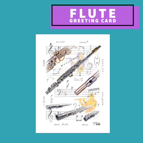 Flute Themed Blank Greeting Card