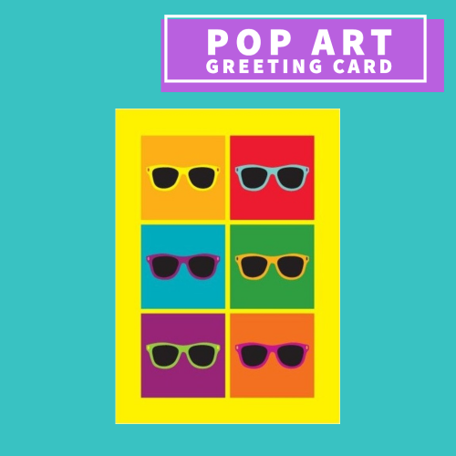 Pop Art Sunglasses Design Blank Greeting Card