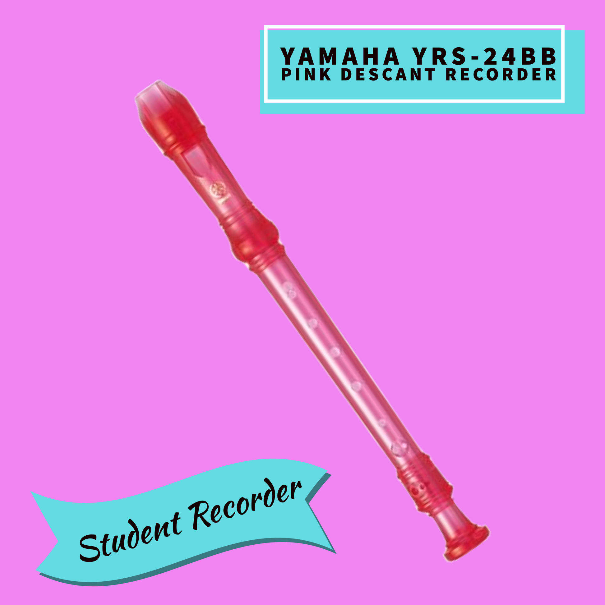 Yamaha YRS-20BP Descant C 3 Piece Student Recorder (Candy Pink)