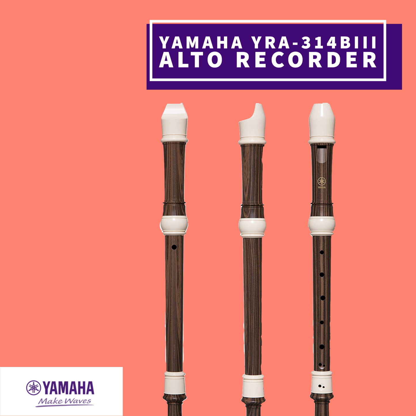 Yamaha Yra-314Biii Simulated Makassar Ebony Abs Resin Alto Recorder (Key Of C) Musical Instruments &