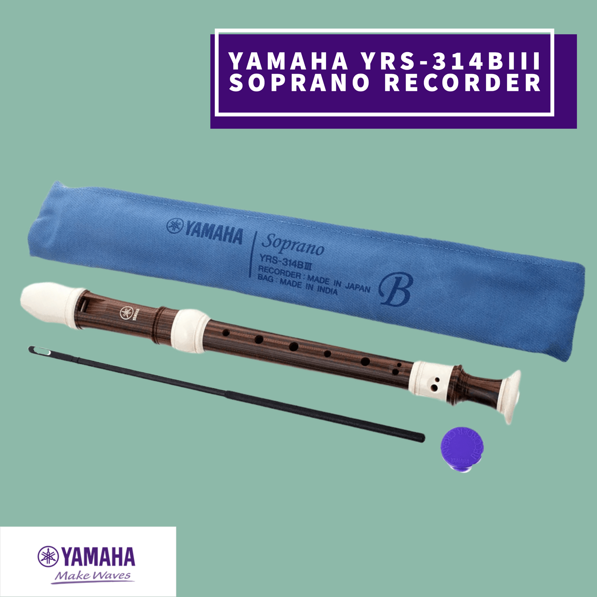 Yamaha Yrs-314Biii Simulated Makassar Ebony Abs Resin Soprano Recorder (Key Of C) Musical