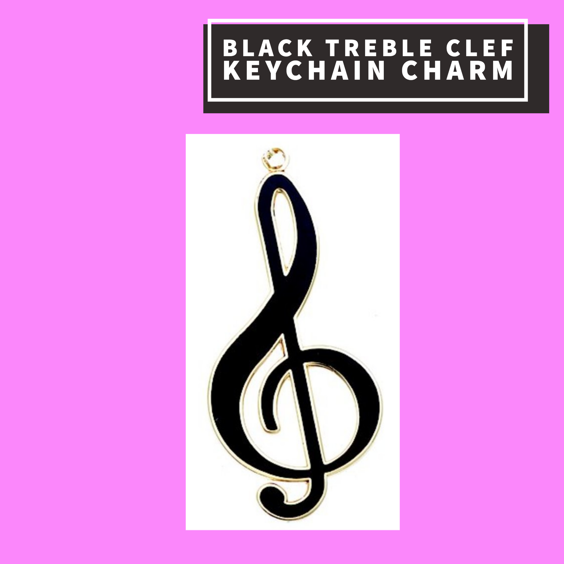 Black Treble Clef Keychain Charm