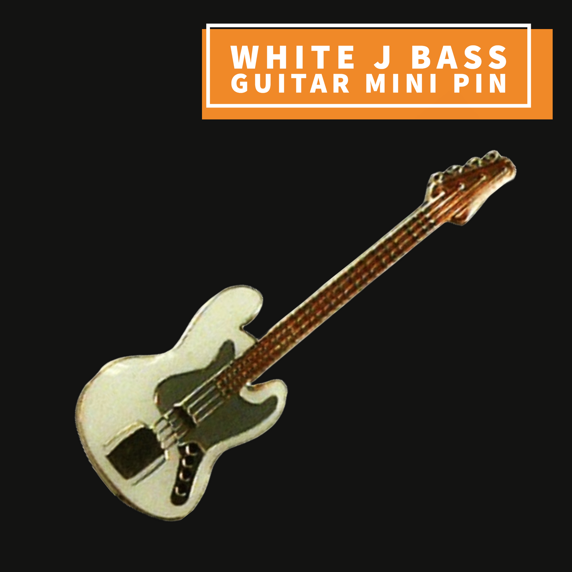 White J Bass Guitar Mini Pin