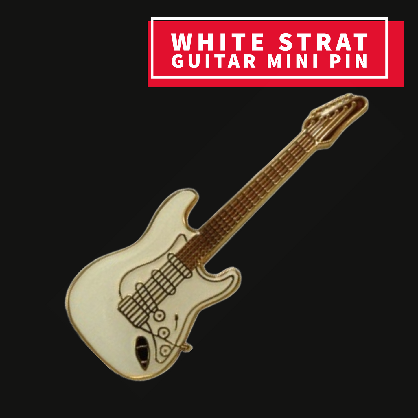 White Stratocaster Guitar Mini Pin