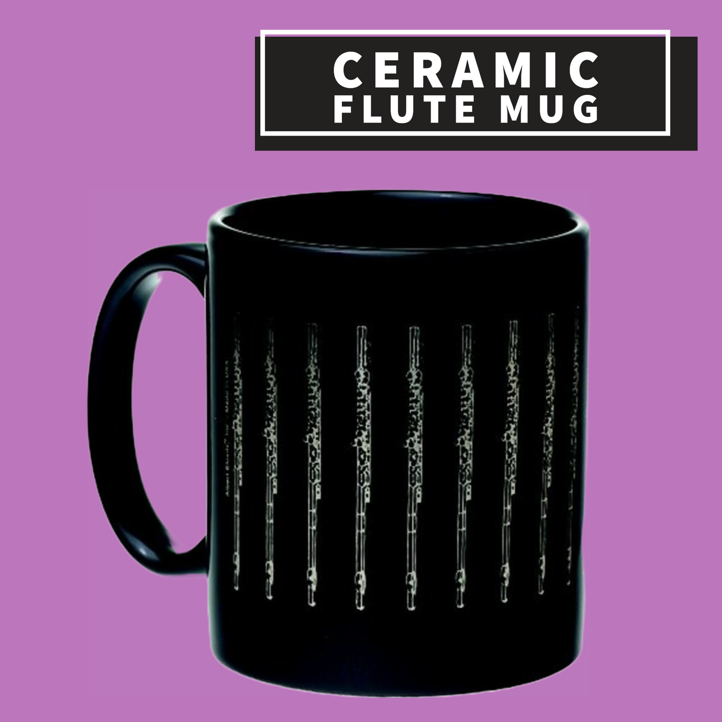 Ceramic Flute Mug - (Black and Silver)