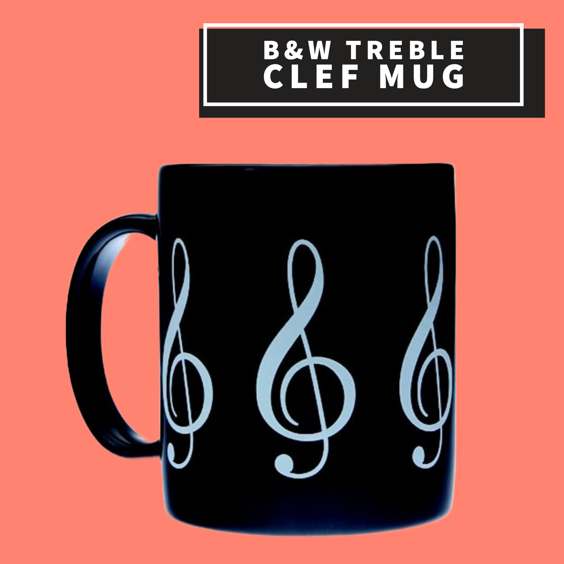 Treble Clef Ceramic Mug (Black & White)