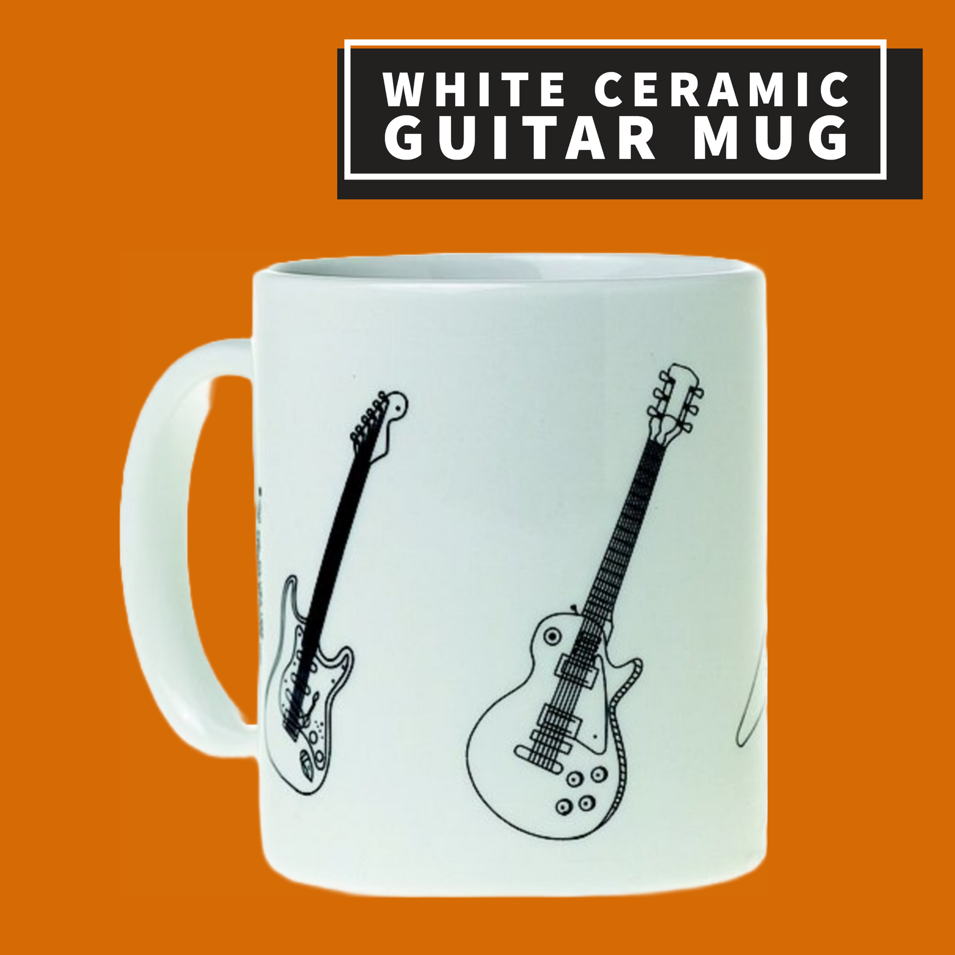 White Ceramic Guitar Mug