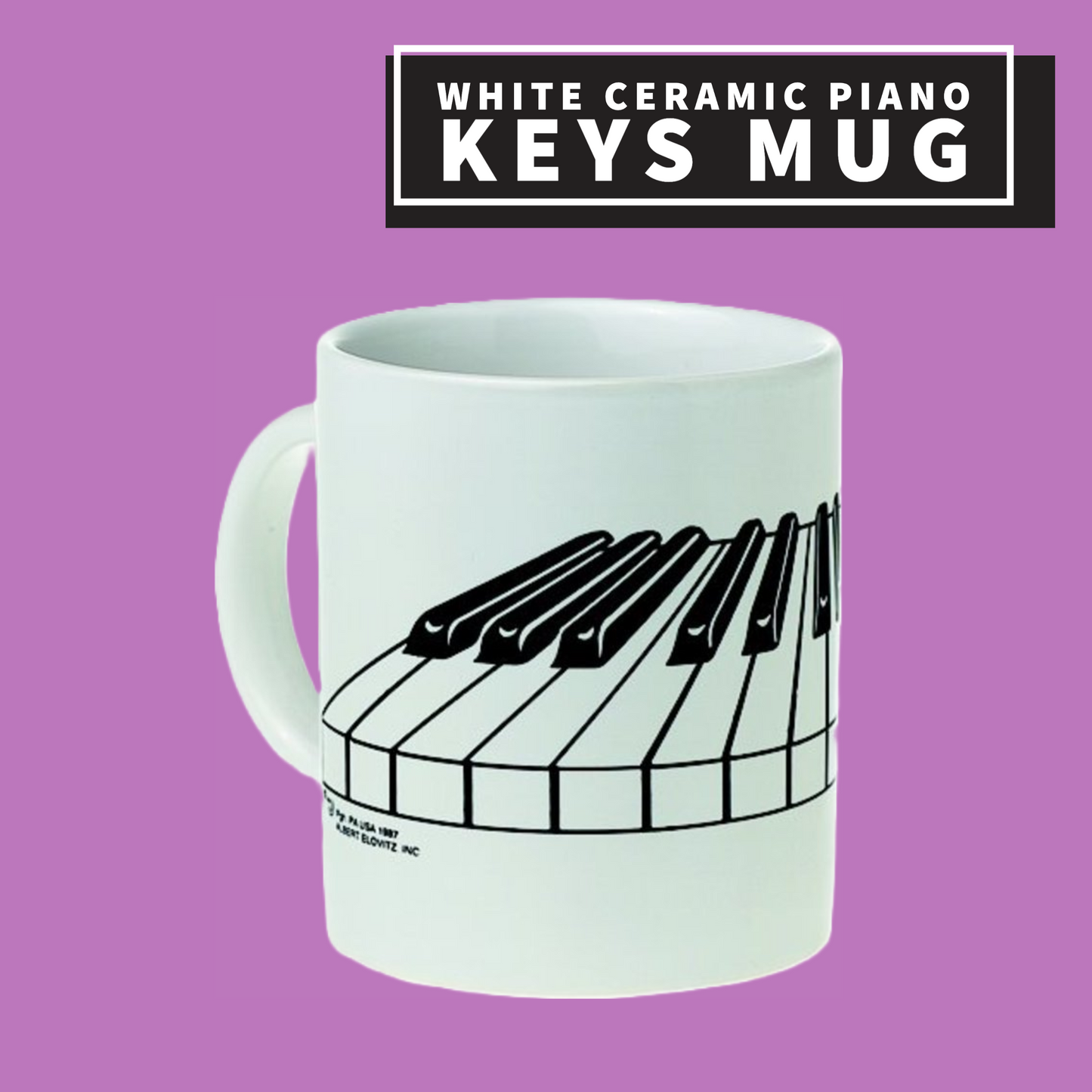 White Ceramic Piano Keys Mug