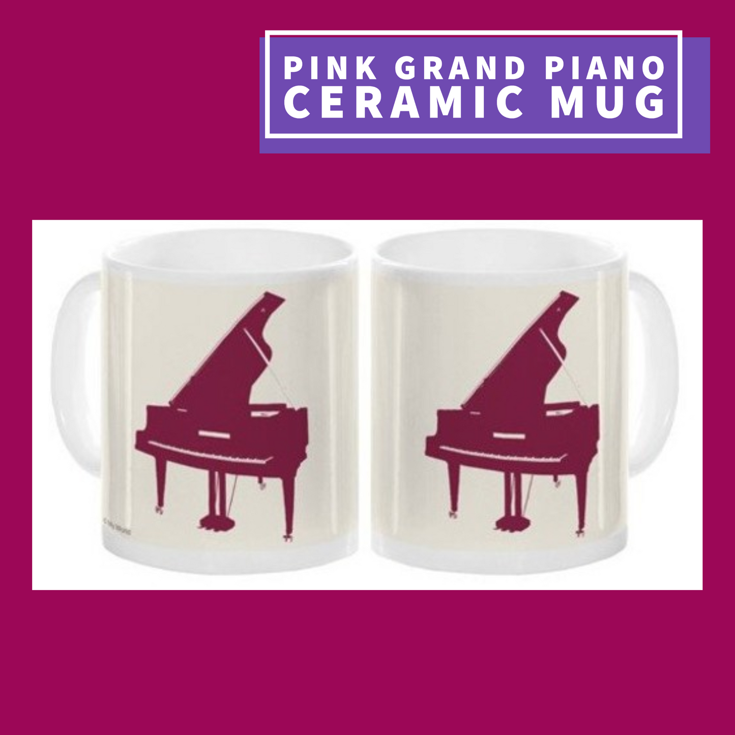 Pink Grand Piano Ceramic Mug Giftware