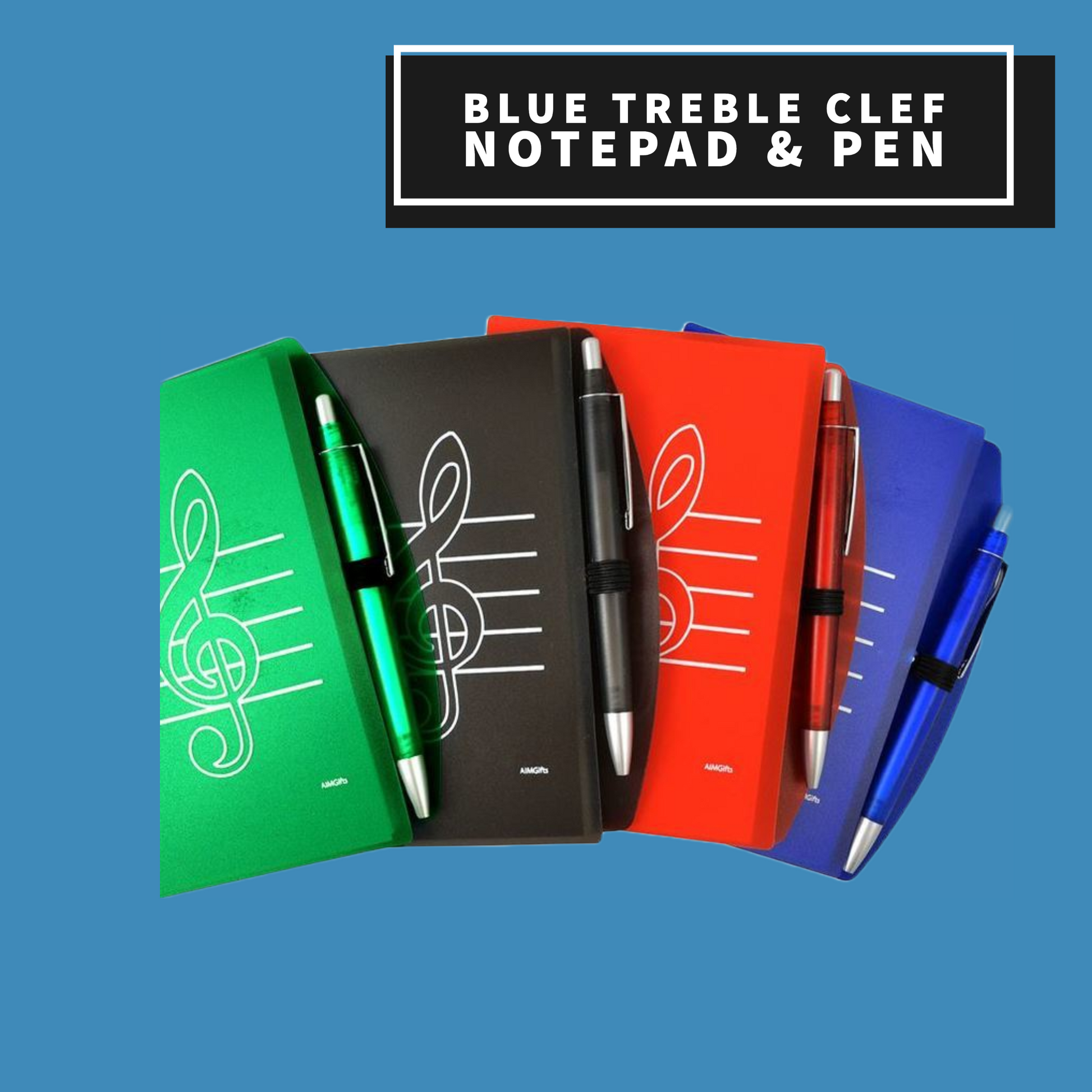 Blue Treble Clef Notepad & Pen