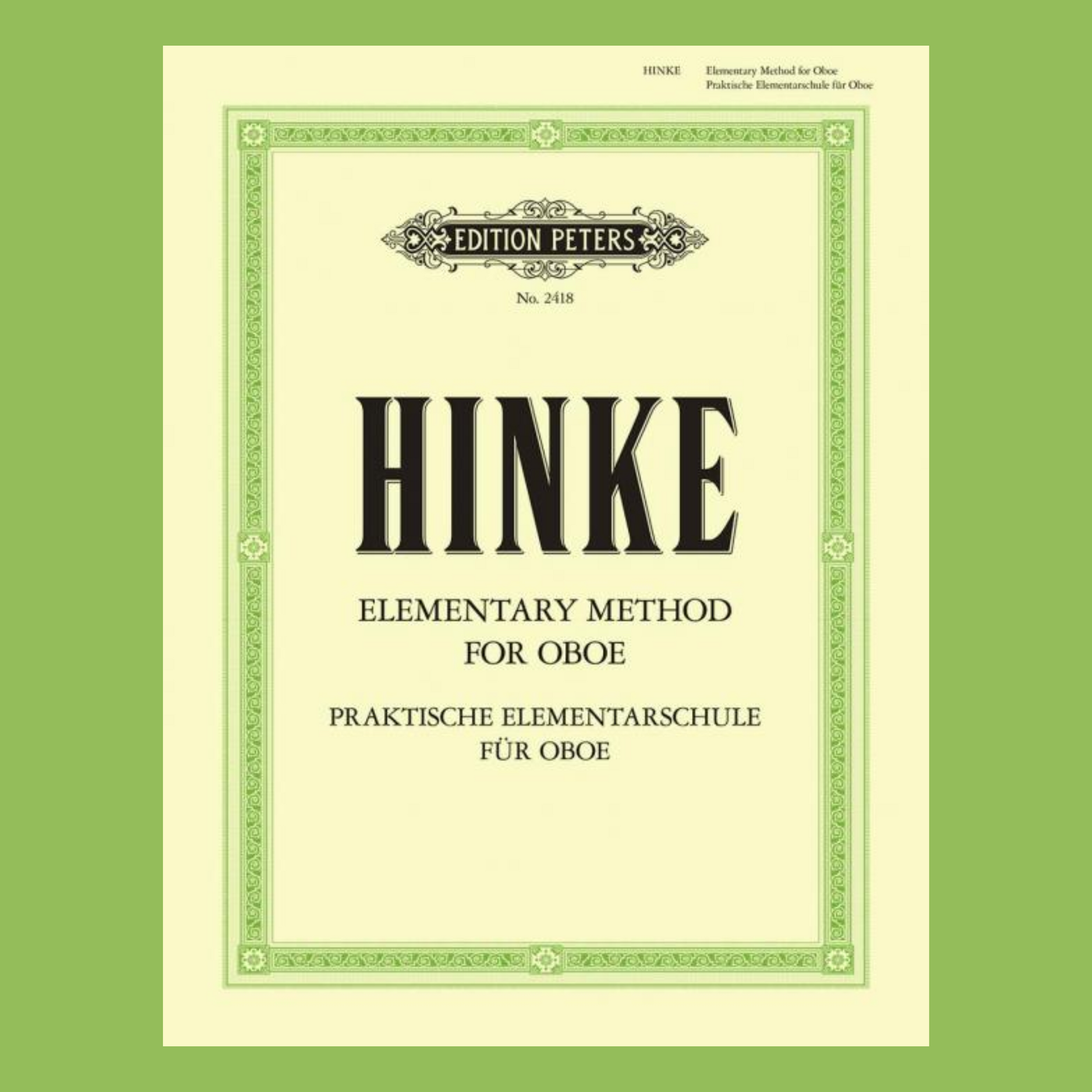 Gustav Hinke - Elementary Method For Oboe Book