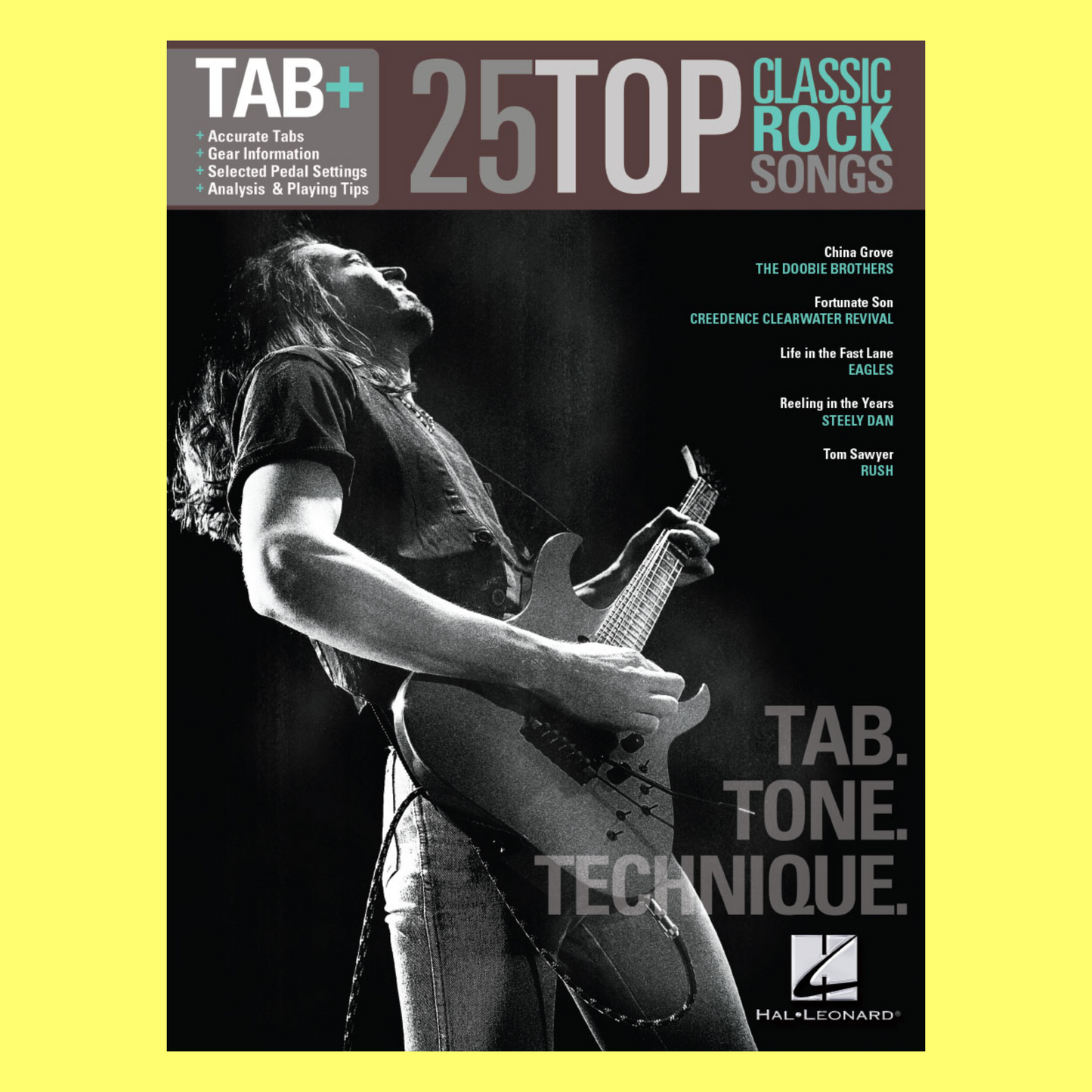 25 Top Classic Rock Songs -  Guitar Tab, Tone & Technique Book