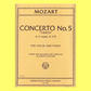 Mozart - Concerto No 5 A K 219 Violin Solo with Piano Accompaniment Book